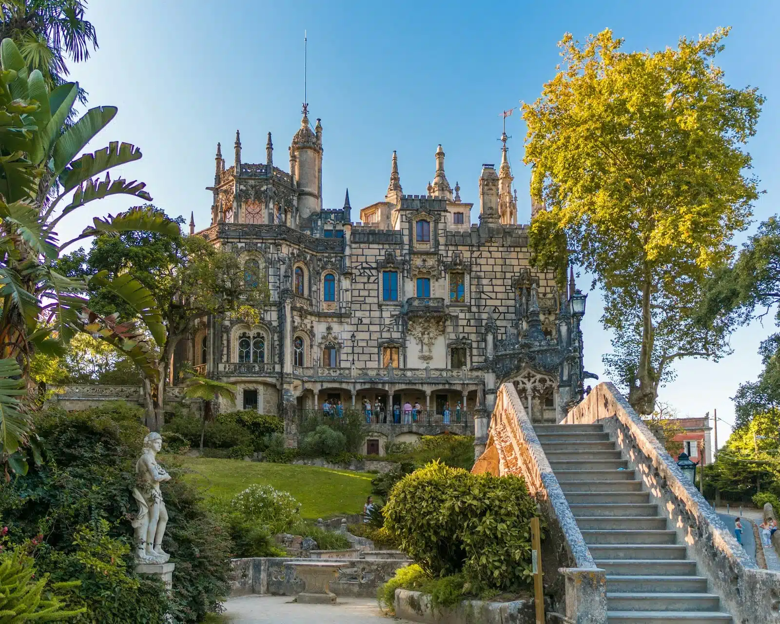 Quinta da Regaleira's ornate palace and garden staircase